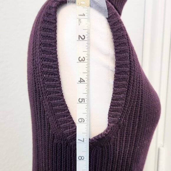 Vintage Kenneth Cole Merino Wool Sleeveless Turtleneck Eggplant Size Medium - Picture 5 of 8